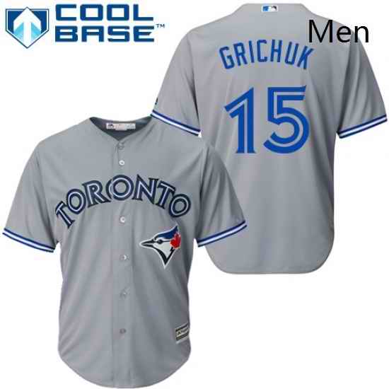 Mens Majestic Toronto Blue Jays 15 Randal Grichuk Replica Grey Road MLB Jersey